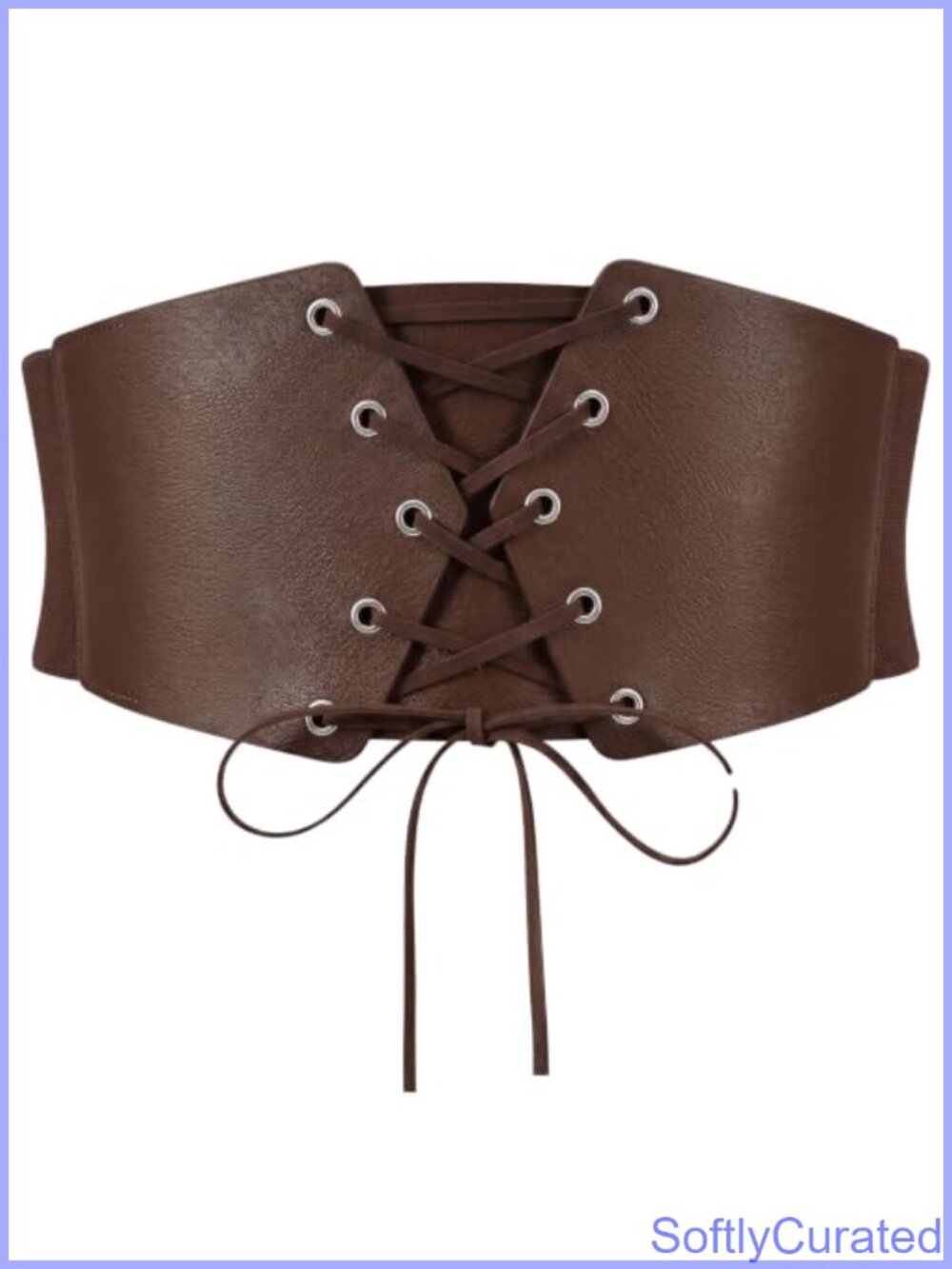 Wide Elastic Faux Leather Corset Belt Lace-Up Waspie Waist Cincher